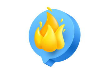 Fototapete - Speech bubble with flame on white background. 3d vector illustration