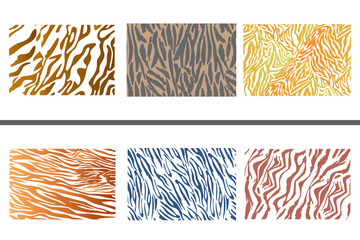 Wall Mural - Set of modern minimalist abstract doodle brush stroke painting seamless pattern. Stylish wavy marble background prints. Paint line background vector illustration. Hipster seamless pattern