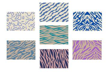 Wall Mural - Set of modern minimalist abstract doodle brush stroke painting seamless pattern. Stylish wavy marble background prints. Paint line background vector illustration. Hipster seamless pattern