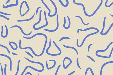 Wall Mural - Modern minimalist abstract doodle brush stroke painting seamless pattern. Stylish wavy marble background prints. Paint line background vector illustration. Hipster seamless pattern