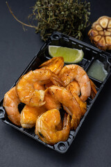 Wall Mural - Delicious fried shrimps. Delivery. close up  