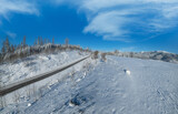 Fototapeta Natura - Winter Chornohora massiv mountains scenery view from Yablunytsia pass, Carpathians, Ukraine.