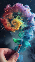 Cigarette Smoke Morphing Into A Galactic Rainbow Spiral