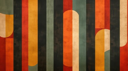 Wall Mural - Vintage warm colors adorn this abstract mid-century modern background.