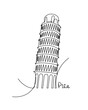 Line drawing Continuous line drawing of vector Italian landmark Tower of Pisa, Italy. Tourism, Vector illustration, simple line travel concept.