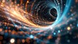 Innovative illustration background, abstract settings visualize quantum computing tunnel concepts, creating a visually captivating representation of the futuristic and revolutionary principles.
