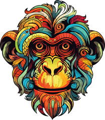  monkey illustration isolated on transparent  background. 
