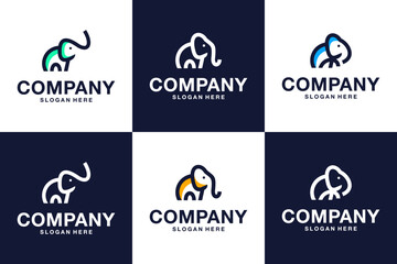 Wall Mural - Set of Elephant Logo Design , simple ,logo vector template.