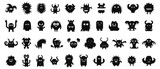 Fototapeta Pokój dzieciecy - Funny space invaders stencils. Unique creature graphics symbols, bacteria and virus characters icons, computer monsters black shapes