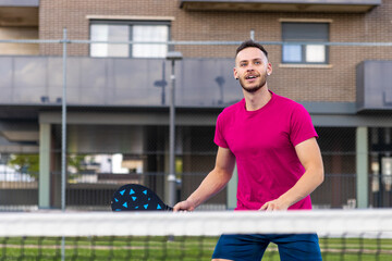 Wall Mural - Confident Male Pickleball Player Preparing to Serve