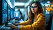 © RamvijayB - Focused Support: Diligent Indian Woman Managing Tasks in Call Center Hub generative ai