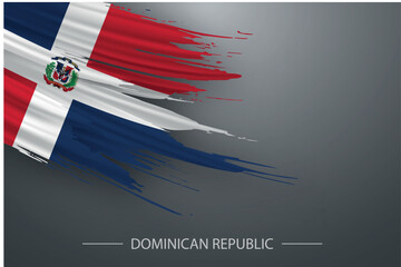 Wall Mural - 3d grunge brush stroke flag of Dominican Republic