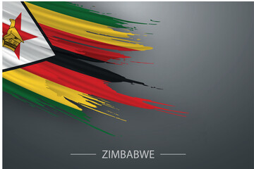 Wall Mural - 3d grunge brush stroke flag of Zimbabwe
