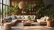 © VisualMarketplace - Nature's Embrace: Biophilic Living Room with Natural Elements & Green Spaces