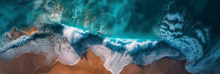 Wall Mural - aerial view of a wave on a beach