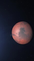 Wall Mural - Planet Mars Zoom Out. Mars planet globe view. Mars Globe Among the Stars. 4K Vertical video.
