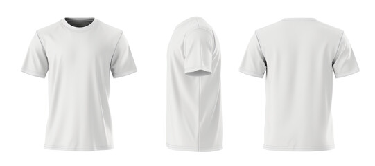 realistic, white t-shirt front and back, mockup template for design print. transparent background. p