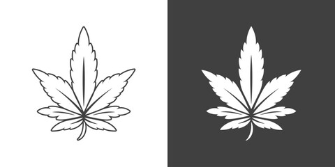 Wall Mural - Cannabis Leave Icon. Hemp, Cannabis Leaf Silhouette, Flat Icon Closeup Isolated. Growing Medical Marijuana. Vector Illustration