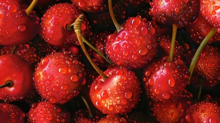 Wall Mural - water cherries, pointillism  backdrop