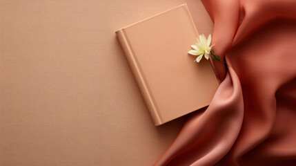 Canvas Print - A book on a cloth with one flower in the middle, AI