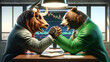 Stock Market Analysis Arm Wrestling Match of Markets