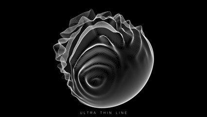 Wall Mural - distorted line spheres. vector thin line glitch geometry.