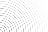 Fototapeta Przestrzenne - Black vanishing concentric circles background. Ripples, radiation, epicenter, sun burst, radar, target, sonar wave wallpaper. Wallpaper with hypnotic effect. Simple vector graphic illustration.