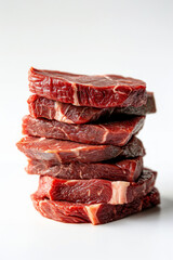 Wall Mural - High stack of raw beef steak, read meat, paleo diet high iron food