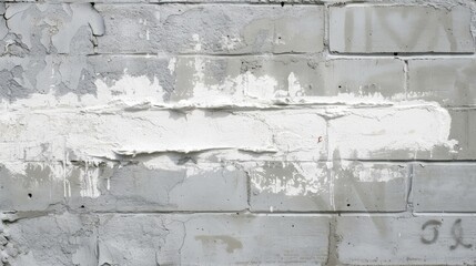 Wall Mural - White paint stroke copyspace on a cement block wall. Urban Grunge