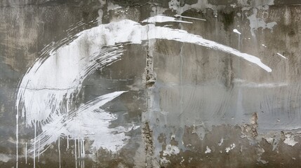 Wall Mural - White paint stroke copyspace on a cement block wall. Urban Grunge