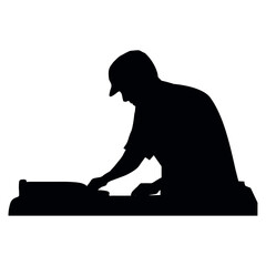 Canvas Print - dj silhouette mixing