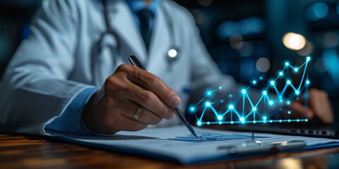 Poster - A Business Professional Analyzing Growth Data and Financial Charts for Informed Decision-Making, Generative AI