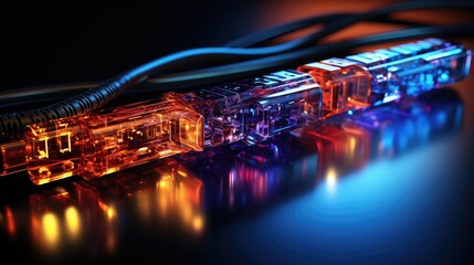 Fototapete - Technological background illustrating the process of connecting two Ethernet cables