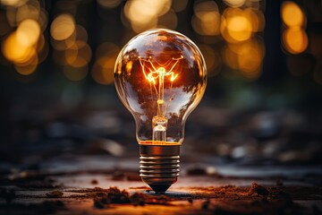 Poster - Glowing Light bulb symbolizing colorful spark of a brilliant idea
