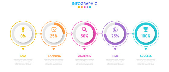 Aufkleber - Infographic template for business. Modern Timeline infograph with 5 steps.