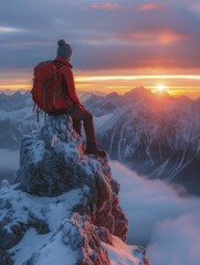 Canvas Print - Mountain Adventure with Spectacular Scenic Views during Twilight