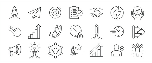 Startup thin line icons. Editable stroke. For website marketing design, logo, app, template, ui, etc. Vector illustration.