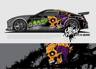 car livery design vector. abstract race style background with Zombie concept for vehicle vinyl sticker wrap