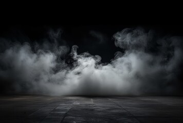 Poster - Empty background scene. Dark street reflection on wet asphalt. Rays of neon light in the dark, smoke. Background of an empty stage show