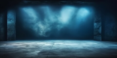 Aufkleber - A dark place with smoke, volumetric light and spotlight