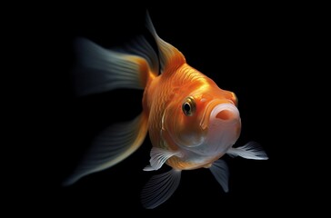 Wall Mural - goldfish isolated on a dark black background
