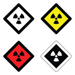 Wall Mural - set different colour radioactive icon nuclear sign design isolated warning danger symbol alert caution hazard danger traffic vector flat design for website mobile isolated white Background