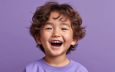 happy smiling asian kid in a professional studio background