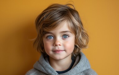 happy smiling caucasian kid portrait, professional studio background