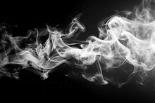 Overlay Moving Gray Smoke Particles Background Isolated On Black Background, Smoke On Black Background