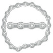 Chain from bicycle on white background is insulated
