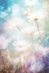 Wall Mural - Field colorful blooming flower in pastel color for background Created with Generative AI technology.