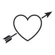 Heart with an arrow outline vector illustration, love symbol
