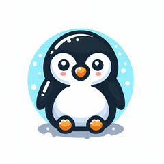 Wall Mural - flat logo of vector cute penguin cartoon vector icon illustration animal nature icon concept isolated premium