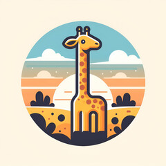 Wall Mural - flat logo of Vector giraffe illustration vector